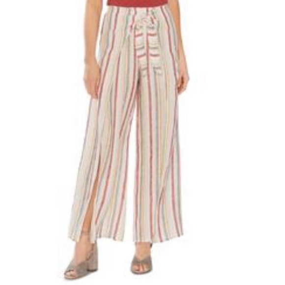Vince Camuto Linen Split Leg Wrap Waist Tie Pants - Picture 1 of 8